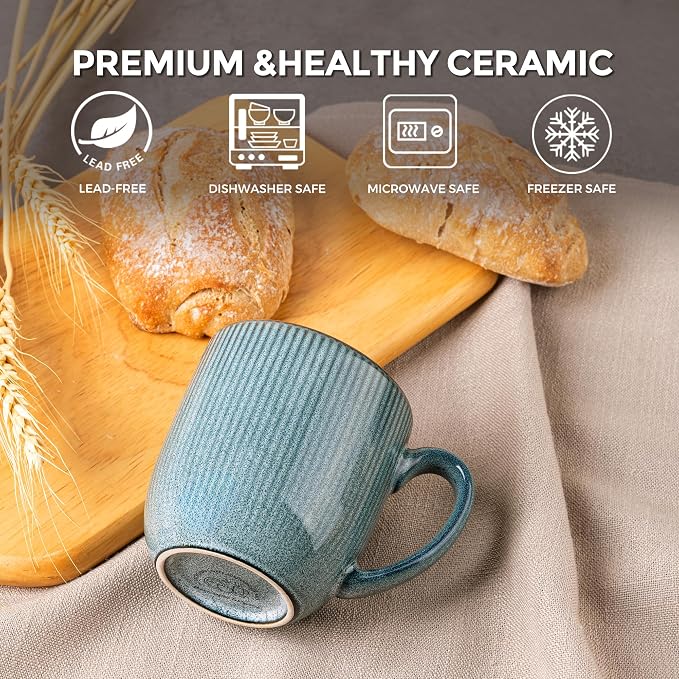GBhome Ceramic Coffee Mugs Set of 6, 12oz Handmade Ceramic Coffee Mugs Set with Gradient color for Latte/Tea/Beer/Hot Cocoa, Dishwasher & Microwave Safe - Image 2