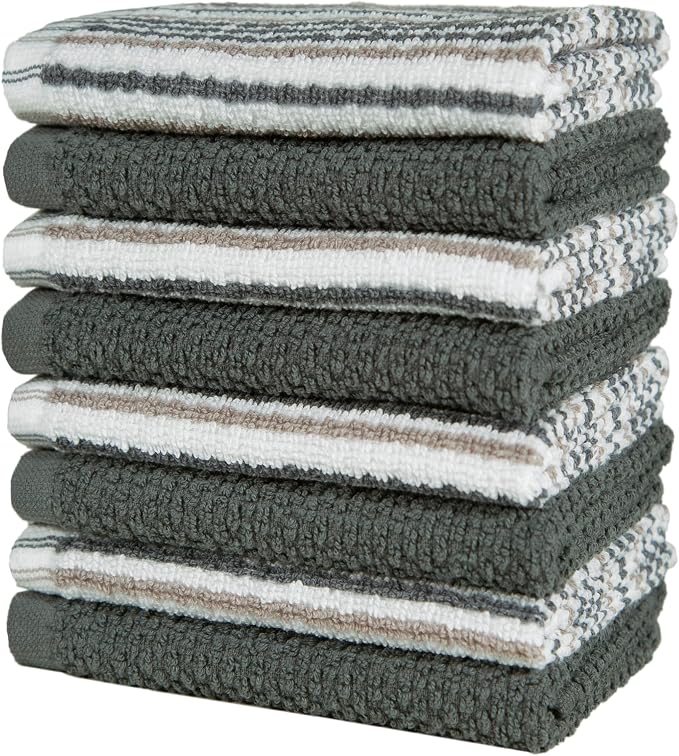 Bumble Dish Cloths 8-Pack, 100% Cotton Kitchen Towels, 12"x12" Grey | 430 GSM Soft Dish Towels for Kitchen, Highly Absorbent & Durable Kitchen Rags for Washing Dishes - Image 5
