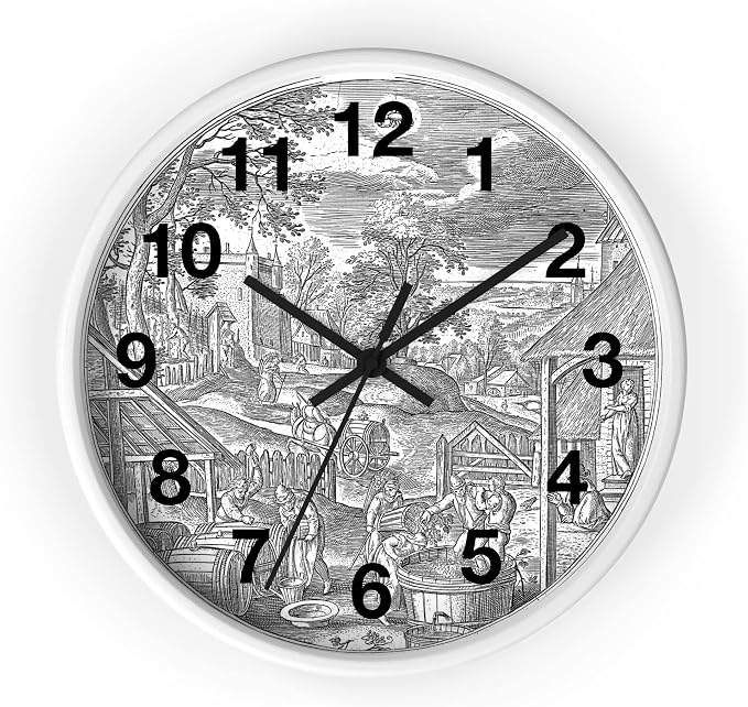 Mozingo ~ Wine Clock for Kitchen Bar Wall It's Wine O'clock Silent Time Gift Home Decor Made In USA, 10" (Hour Marks - Numbers, Clock Frame Color - White, Wine Theme #06) by Unknown