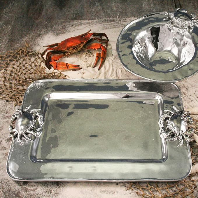 Beatriz Ball 6389 Metallic Ocean Crab Rectangular Serving Platters - Image 4