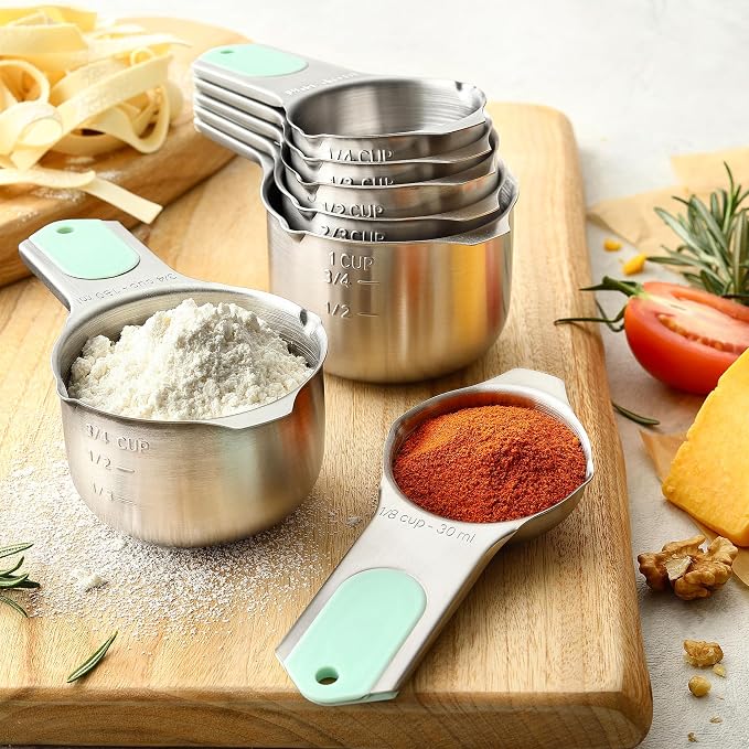 Spring Chef Magnetic Measuring Cups & Spoons Set of 15, Patented, Mint | Stackable Stainless Steel Measuring Cups & Heavy Duty Metal Measuring Spoons with Levelers for Dry & Liquid Ingredients - Image 8