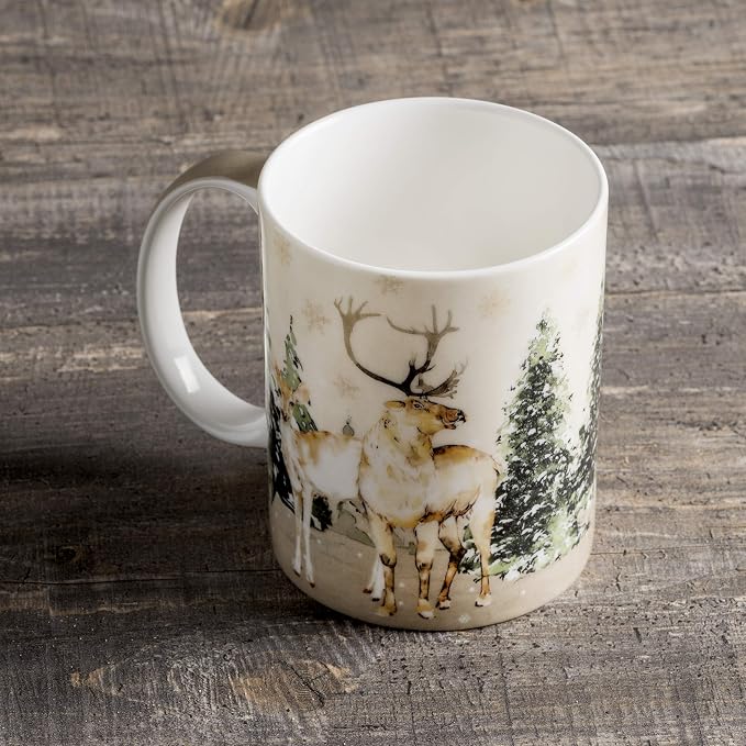 Maison d' Hermine Coffee Mug with Handles Tea Cups (12 Ounce, Pack of 1) | Fine Bone China Coffee Mugs for Hot Beverages Cappuccino Latte Home Hotel Spring Summer -Deer In The Woods - Forest Deer - Image 8