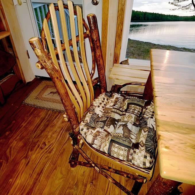 Barnett Home Decor Peters Cabin Dining Chair Pad with Ties - Size Medium 16.5 x 18 - Latex Foam Fill Cushion - Woodlands Rustic Lodge & Lake House Décor (Bear, Moose, Deer, Pine Cones, Waterfowl) - Image 4