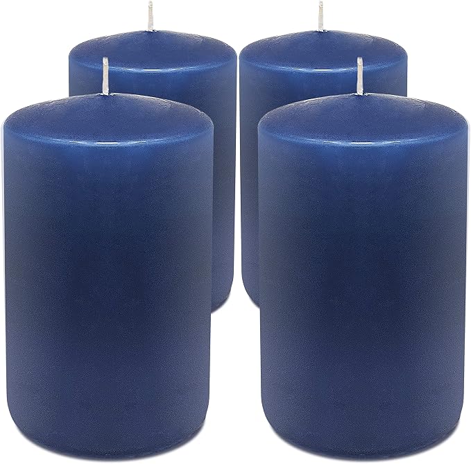 Hyoola Midnight Blue Pillar Candles 2x4 Inch - 4 Pack Unscented Pillar Candles - European Made - Image 2