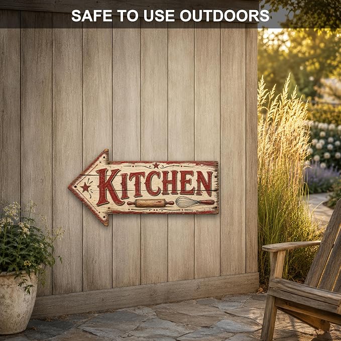 Kitchen Left-Pointing Arrow Sign — Die-Cut Metal Directional Wall Decor | barnwood look, rustic, durable print, ready to hang - Image 4