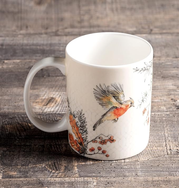 Maison d' Hermine Coffee Mug with Handles Tea Cups (15 Ounce, Pack of 1) | Fine Bone China Coffee Mugs for Hot Beverages Cappuccino Latte Home Spring Summer -Whitish Shabby Chique - Winter Robin - Image 7