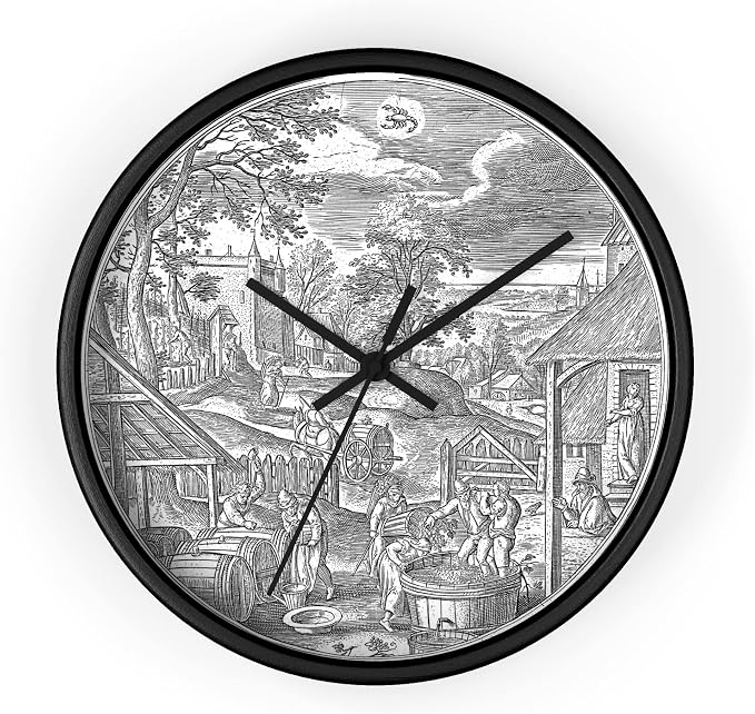 Mozingo ~ Wine Clock for Kitchen Bar Wall It's Wine O'clock Silent Time Gift Home Decor Made In USA, 10" (Hour Marks - None, Clock Frame Color - Black, Wine Theme #06) by Unknown