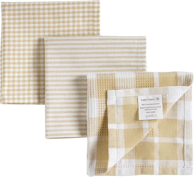 LANE LINEN 100% Cotton Dish Towels for Kitchen - 6 Pack Dish Cloths for Washing Dishes, Ultra Soft Quick Drying Kitchen Dish Cloths, Reusable Dish Rags for Washing Dishes, 12"x12" - Beige - Image 2