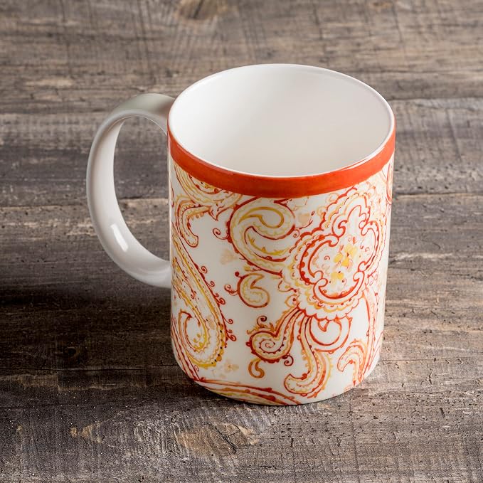 Maison d' Hermine Coffee Mug with Handles Tea Cups (15 Ounce, Pack of 1) | Fine Bone China Coffee Mugs for Hot Beverages Cappuccino Latte Home Hotel Spring Summer -Palatial Paisley - Paisley Autumn - Image 8