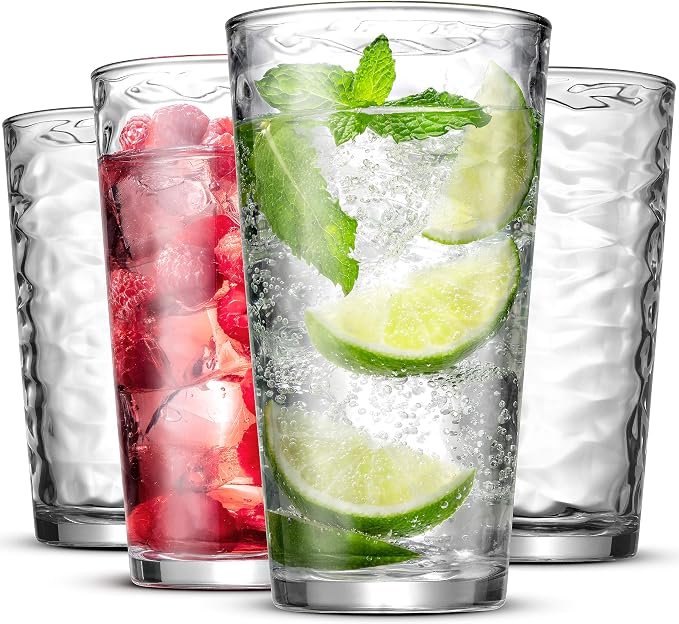 Biscayne 24-Piece Family Drinking Glasses Set - Drinking Glassware Set with Highball Cooler, DOF (Double Old Fashioned), Juice Glasses and Shot Glasses - 6 Each - Image 9