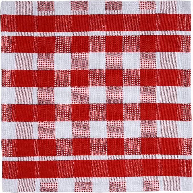 LANE LINEN 100% Cotton Kitchen Dish Cloths, Ultra Soft Absorbent Quick Drying Dish Towels, Multiweave Wash Cloths Dish Towel Sets, 13x13 Inches, 12 Pack - Red - Image 4