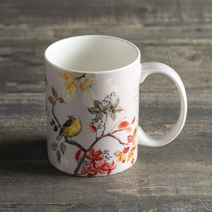 Maison d' Hermine Coffee Mug with Handles Tea Cups (15 Ounce, Pack of 1) | Fine Bone China Coffee Mugs for Hot Beverages Cappuccino Latte Home Restaurant Spring Summer -Equinoxe - Grey - Passerine - Image 7
