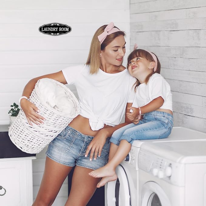 Laundry Room Door Sign for Business and Home，Self-adhesive Waterproof Cute Laundry Room Door Sticker Decals for House, Apartment, Hotel Laundromat Decor（Black） - Image 7