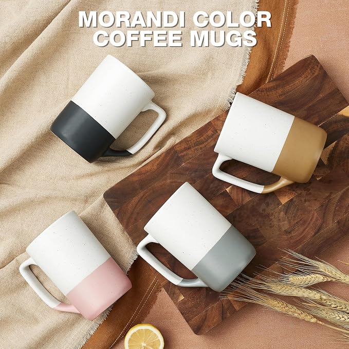 Large Ceramic Coffee Mug Set of 4, 16 oz Tea Cups with Handle, Porcelain Mug for Latte, Hot Tea, Cappuccino, Milk, Cocoa, Microwave & Dishwasher Safe Cups for Men Women Mug Lovers, Housewarming Gift - Image 5