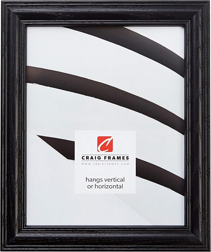 Craig Frames 440BK 4 x 10-Inch Picture Frame, Wood Grain Finish, 1.265-Inch Wide, Black by CraigFrames