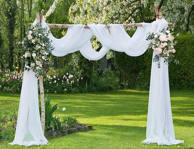 Warm Home Designs 55 x 540 White Sheer Window Scarf. AM White 540" | Extra Long Window Scarves Valances are Great As Wedding Arch Draping Fabric, Bed Canopy Or for Decorative Project. - Image 4