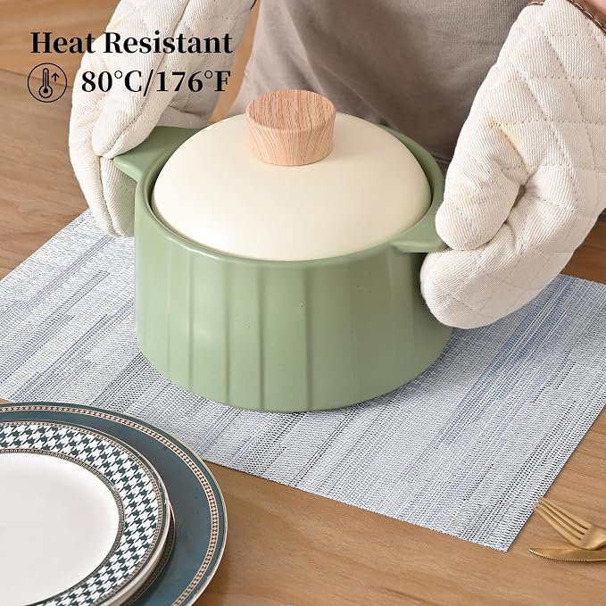 Leetaltree LightSteel Blue Placemats Set of 6 - Heat Resistant Non-Slip Place mats for Dining Table, Washable Durable PVC Vinyl Woven Table Mats（LightSteel Blue, 6） - Image 5