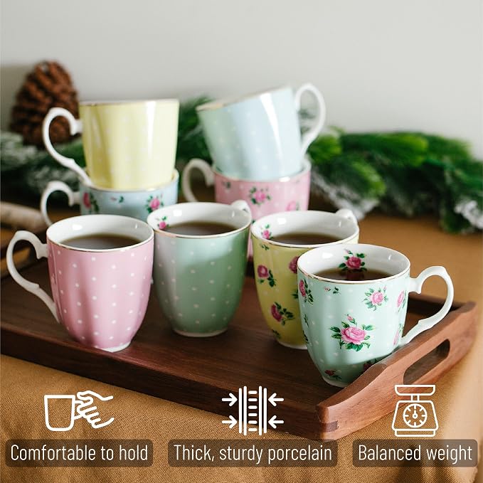 BTaT- Royal Coffee Mugs, 12 oz, Set of 8, Porcelain Bone China, Tea Mug, Large Coffee Mugs for Coffee Cups Set, Tea Cups - Image 4