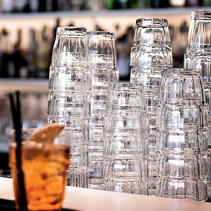 Bormioli Rocco Rock Bar Stackable Beverage, Set Of 6 Dishwasher Safe Drinking Glasses For Soda, Juice, Milk, Coke, Beer, Spirits – 12.5oz Durable Tempered Glass Water Tumblers For Daily Use - Image 9