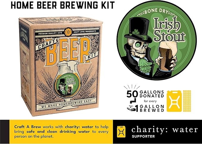 Craft A Brew - Irish Stout - Beer Making Kit - Make Your Own Craft Beer - Complete Equipment and Supplies - Starter Home Brewing Kit - 1 Gallon