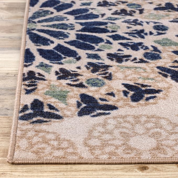 Superior Indoor Non-Slip Area Rug, Damask Medallion, Floor Decor, Bohemian Rug for Living Room, Bedroom, Office, Kitchen, Dining, Washable Rugs, Foam Back, Thalia Collection, 5' x 8', Cream - Image 8