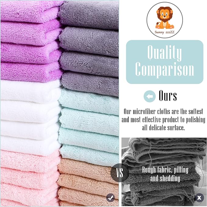24 Pack Kitchen Dishcloths - Does Not Shed Fluff - Reusable Dish Towels, Dish cloths, Super Absorbent Coral Fleece Cleaning Cloths, Nonstick Oil Washable Fast Drying, 10 x 20 Inch (Multicolor) - Image 5