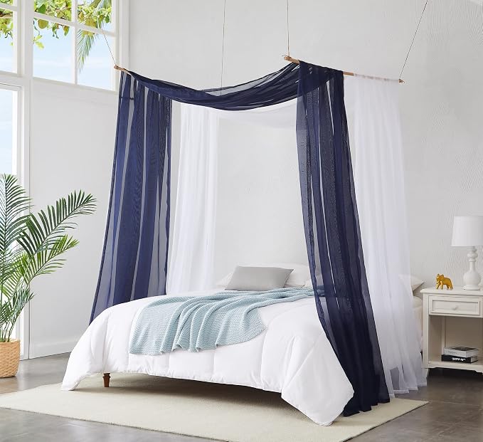 Warm Home Designs 55 x 216 Navy Blue Sheer Window Scarf. AM Navy 216" | Extra Long Window Scarves Valances are Great As Wedding Arch Draping Fabric, Bed Canopy Or for Decorative Project. - Image 5