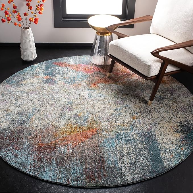 SAFAVIEH Luxor Collection Area Rug - 9' x 12', Ivory & Blue, Handmade Modern Abstract, Ideal for High Traffic Areas in Living Room, Bedroom (LUX312A) - Image 5