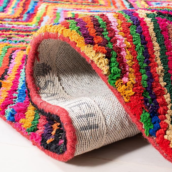 SAFAVIEH Nantucket Collection Accent Rug - 3' x 5', Pink & Multi, Handmade Modern Abstract Chevron Cotton, Ideal for High Traffic Areas in Entryway, Living Room, Bedroom (NAN141A) - Image 5
