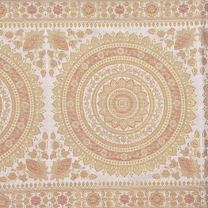 Indian Handmade Indian Traditional Table Runner Ethnic Kitchen Table Cloth for Wedding Bridal Birthday Party Diwali Decorations - Mandala Design - White - Image 5