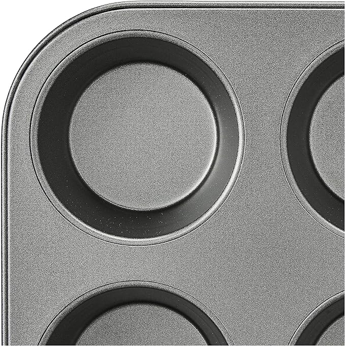 Amazon Basics Nonstick Muffin Pan, Set of 2, Sturdy, Oven Safe, Bakes Evenly, Easy to Clean, 12 Cups, Gray, 13.9x10.55x1.22" - Image 6