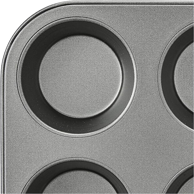 Amazon Basics Nonstick Muffin Pan,Set of 2,Sturdy,Oven Safe,Bakes Evenly,Easy to Clean,12 Cups,Gray,13.9x10.55x1.22,(Pack of 4) - Image 6