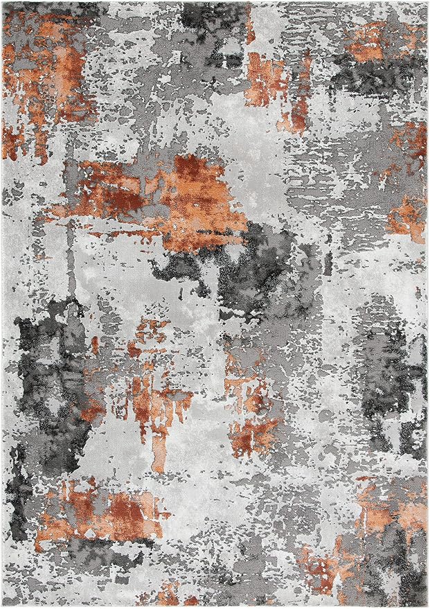 SAFAVIEH Craft Collection Area Rug - 5'3" x 7'6", Grey & Orange, Modern Abstract Design, Non-Shedding & Easy Care, Ideal for High Traffic Areas in Living Room, Bedroom (CFT820P) - Image 3