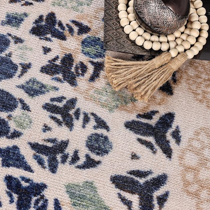Superior Indoor Non-Slip Area Rug, Damask Medallion, Floor Decor, Bohemian Rug for Living Room, Bedroom, Office, Kitchen, Dining, Washable Rugs, Foam Back, Thalia Collection, 5' x 8', Cream - Image 6