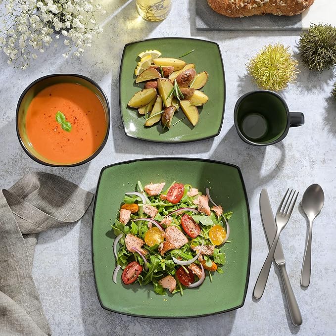 Gibson Elite Soho Lounge 16 Piece Dinnerware Set, Green - Image 5