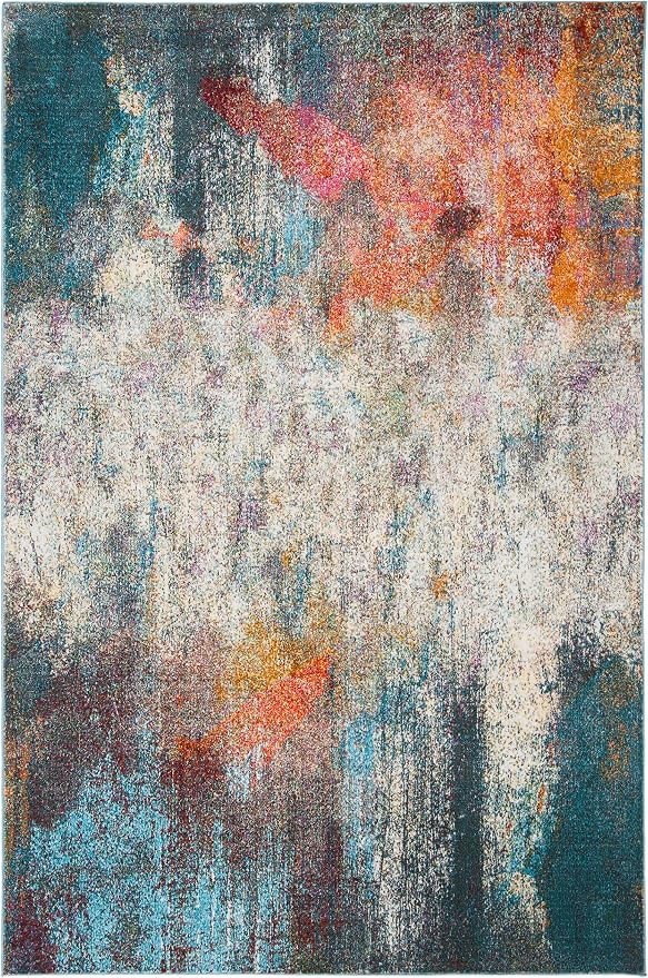 SAFAVIEH Luxor Collection Accent Rug - 4' x 6', Ivory & Blue, Handmade Modern Abstract, Ideal for High Traffic Areas in Entryway, Living Room, Bedroom (LUX312A) - Image 2