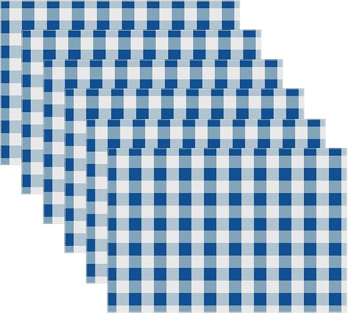 Urban Villa Two Tone Placemat Cotton Tablemat 14x20 (Set of 6) Blue/Wht by CottonTrends