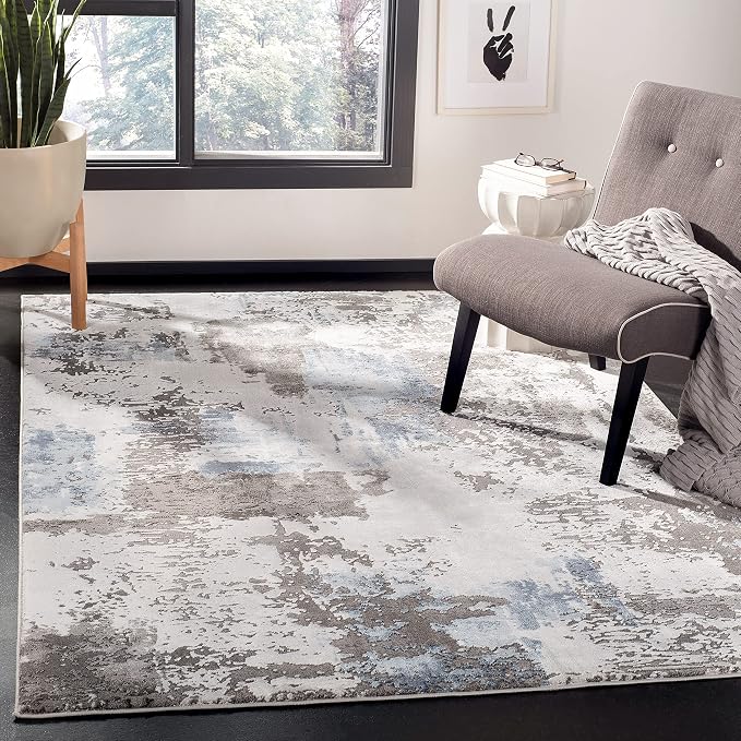 SAFAVIEH Craft Collection Accent Rug - 2'7" x 5', Grey & Blue, Modern Design, Non-Shedding & Easy Care, Ideal for High Traffic Areas in Entryway, Living Room, Bedroom (CFT820F) by Unknown