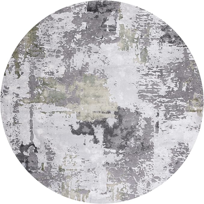 SAFAVIEH Craft Collection Area Rug - 4' Round, Grey & Green, Modern Abstract Design, Non-Shedding & Easy Care, Ideal for High Traffic Areas in Living Room, Bedroom (CFT820Y) - Image 2