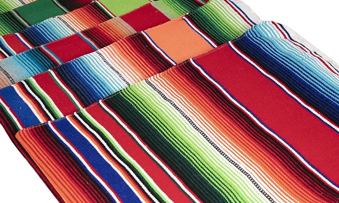 Genuine Mexican Table Runner Saltillo Serape Colorful Striped Sarape Made in Mexico Sold in Different Packs (1, Random Color) by FESTMEX