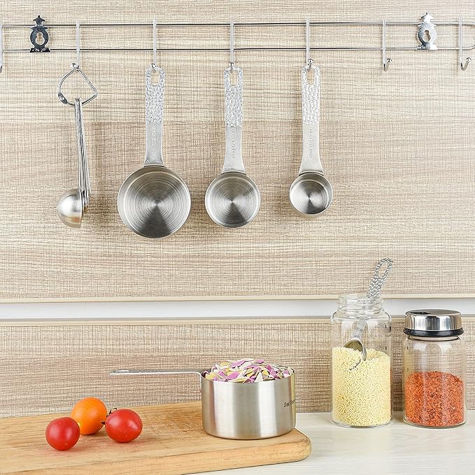 Smithcraft Measuring Cups and Spoons Set of 13, 18/8 Stainless Steel Measuring Cups&Spoons for Kitchen and Baking, Dry and Liquid Metric&US Measuring Cups Spoons with Measure Equivalents Set