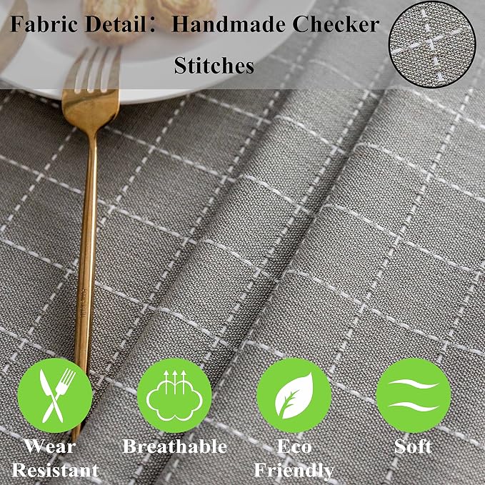Home Brilliant Buffalo Check Tablecloth Square Plaid Table Cloth (52 x 52 Inch) for Dining Table Textured Table Cover for Kitchen Party, Grey, 52x52 Inch - Image 4