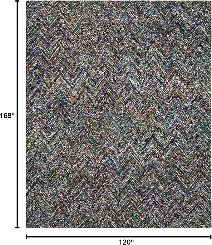 SAFAVIEH Nantucket Collection Area Rug - 10' x 14', Blue & Multi, Handmade Modern Abstract Chevron Cotton, Ideal for High Traffic Areas in Living Room, Bedroom (NAN141C) - Image 2
