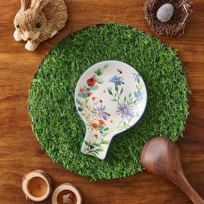 Bico Summer Provence Spoon Rest for Stove Top, Ceramic Spoon Holder for Kitchen Counter, Easy to Clean Coffee Spoon Rest Dishwasher Safe, Kitchen Cooking Utensil Rest for Ladles Spatula - Image 4