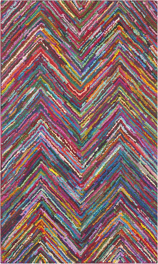 SAFAVIEH Nantucket Collection Accent Rug - 3' x 5', Pink & Multi, Handmade Modern Abstract Chevron Cotton, Ideal for High Traffic Areas in Entryway, Living Room, Bedroom (NAN141A) - Image 2