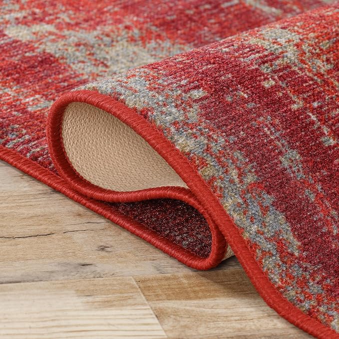 Superior Modern Indoor Area Rug, Washable, Non-Skid Foam Backing, Floor Decor for Living Room, Bedroom, Entry, Mudroom, Washable Rugs, Abstract Brushstroke, Brayton Collection, 2' x 3', Orange - Image 5