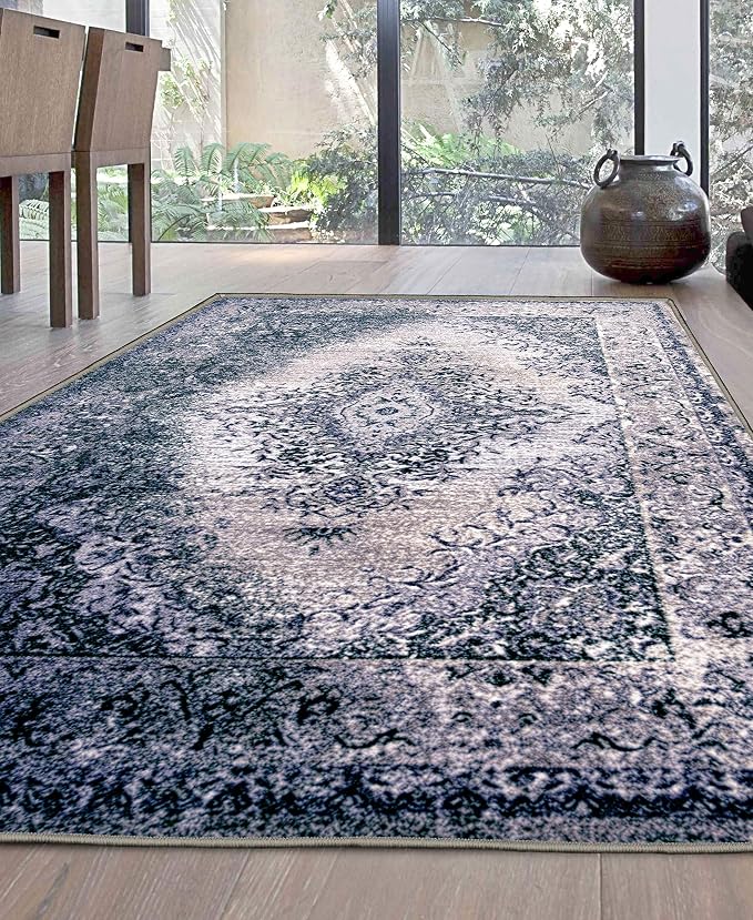 SUPERIOR Indoor Large Area Rug, Washable Rugs for Bedroom. Living Space, Dining Room, Kitchen, Office, Entryway, Plush Throw, Modern Oriental Decor, Non-Slip Back, Eldwin Collection, 6' x 9', Grey - Image 2