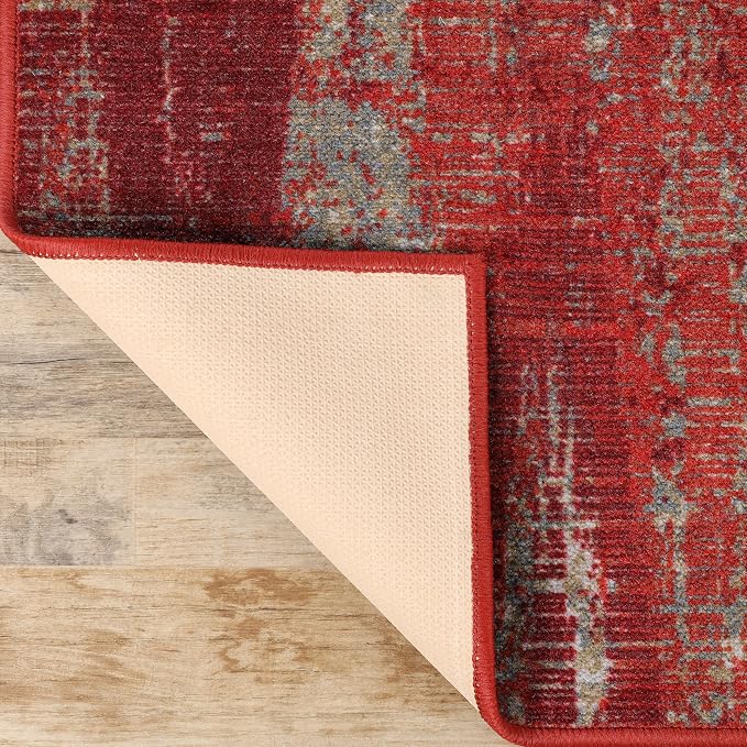 Superior Modern Indoor Area Rug, Washable, Non-Skid Foam Backing, Floor Decor for Living Room, Bedroom, Entry, Mudroom, Washable Rugs, Abstract Brushstroke, Brayton Collection, 2' x 3', Orange - Image 4