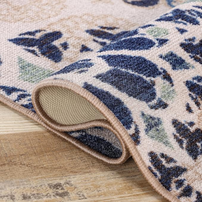 Superior Indoor Non-Slip Area Rug, Damask Medallion, Floor Decor, Bohemian Rug for Living Room, Bedroom, Office, Kitchen, Dining, Washable Rugs, Foam Back, Thalia Collection, 5' x 8', Cream - Image 4