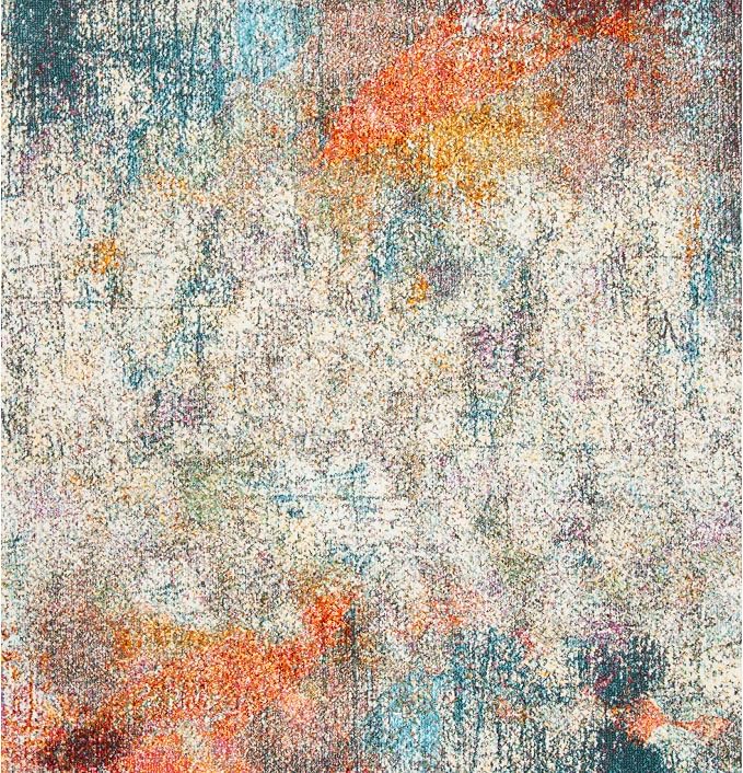 SAFAVIEH Luxor Collection Area Rug - 6'7" Round, Ivory & Blue, Handmade Modern Abstract, Ideal for High Traffic Areas in Living Room, Bedroom (LUX312A) - Image 4